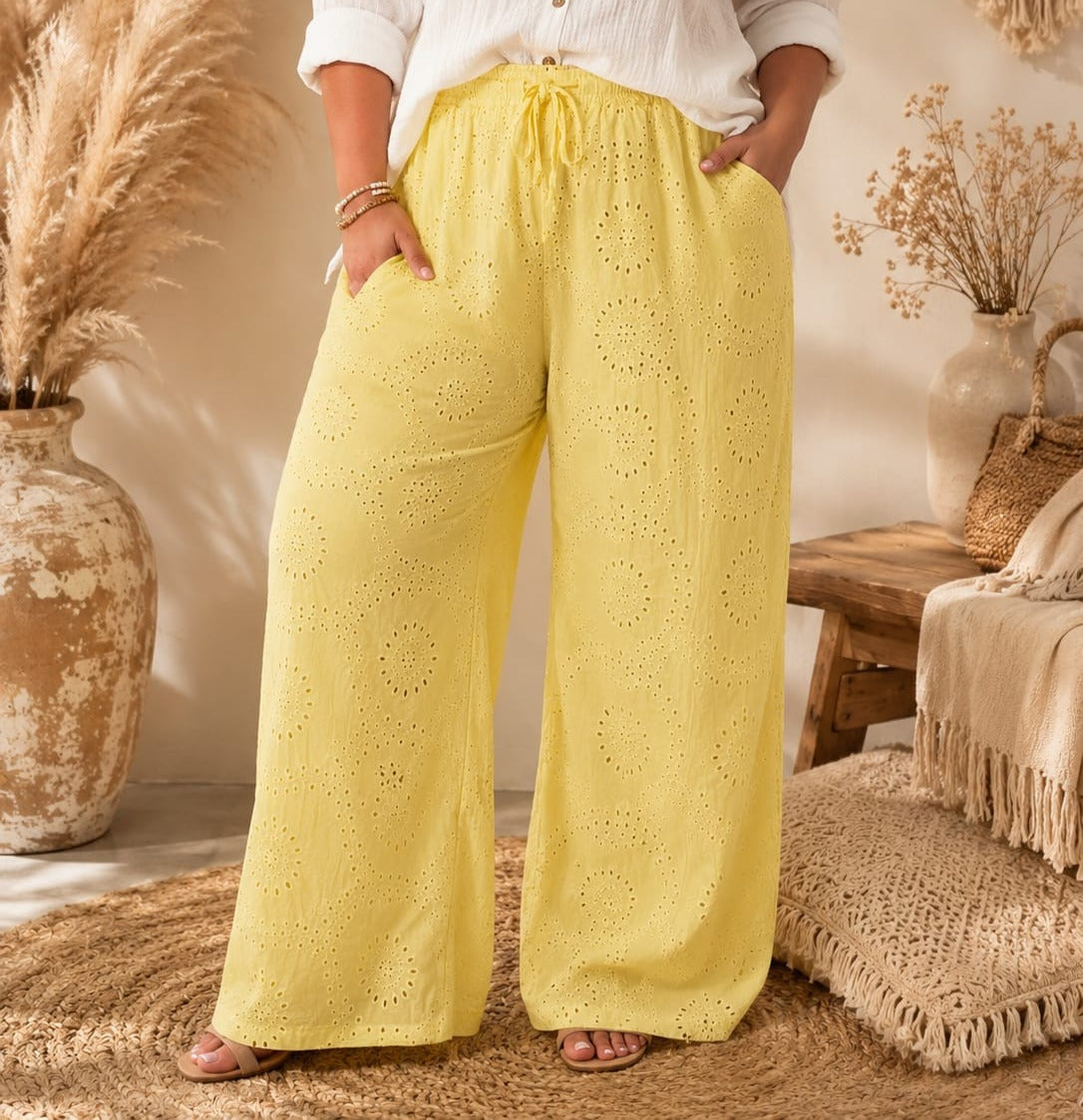 Pantalon Large Brodé ajouré