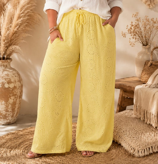 Pantalon Large Brodé ajouré